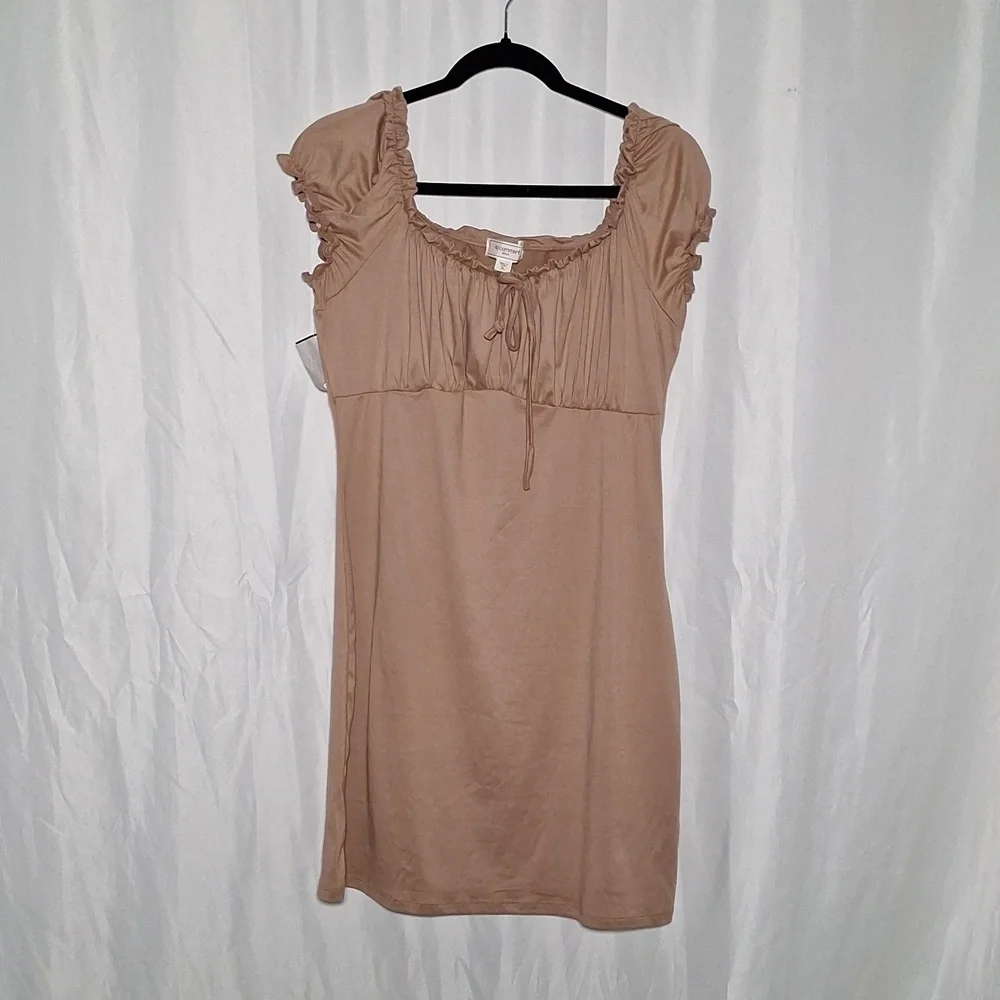Brand New No Comment Bodycon Dress Size XL Tan Cream Brown